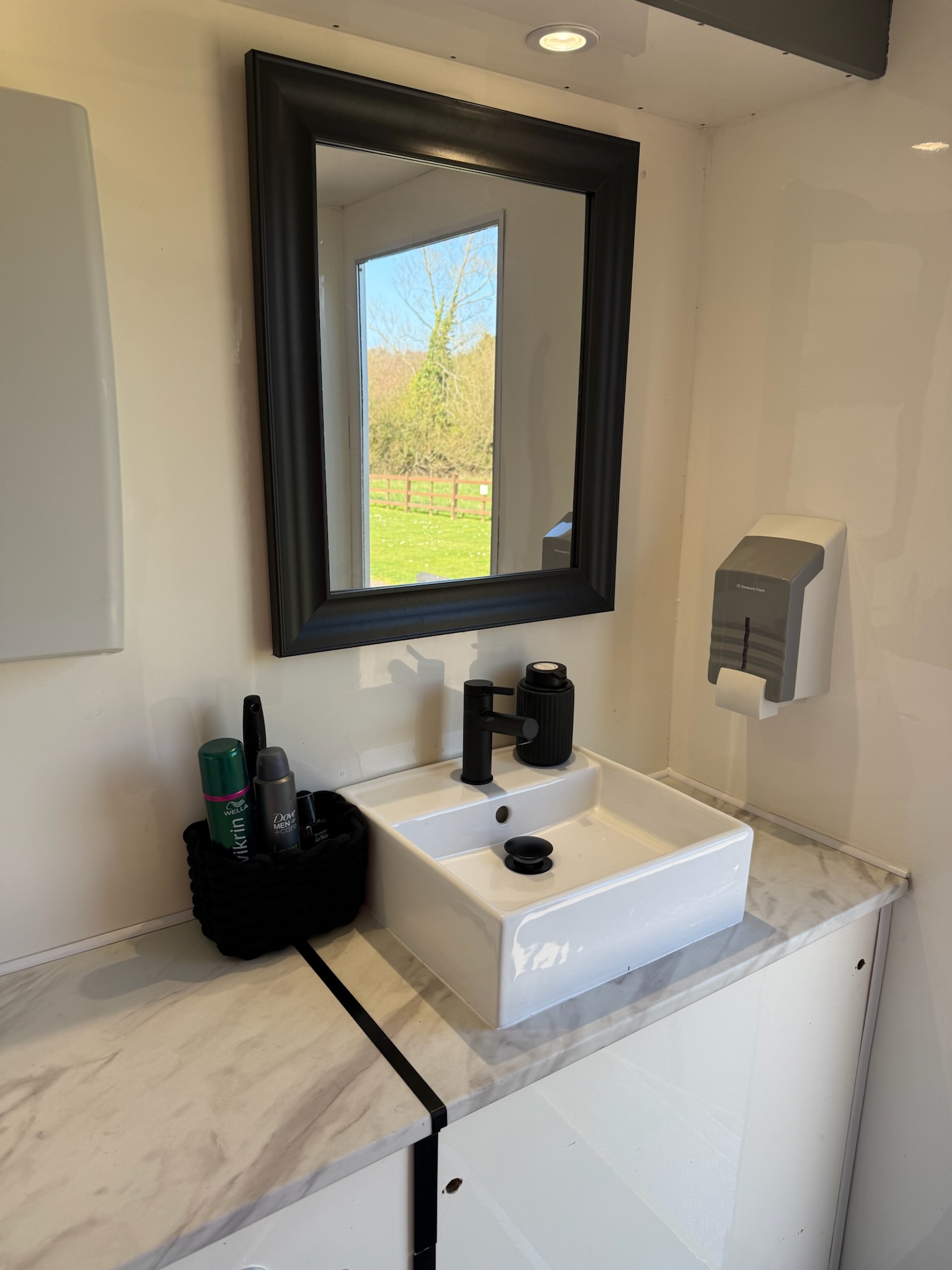 Luxury toilet trailer interior - premium bathroom with modern amenities