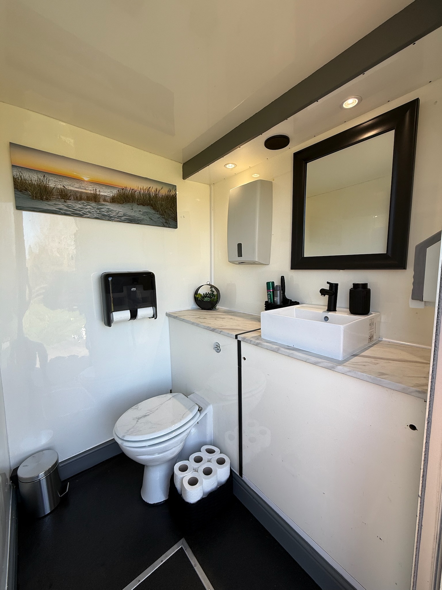 Luxury toilet trailer interior - toilet area with premium finishes